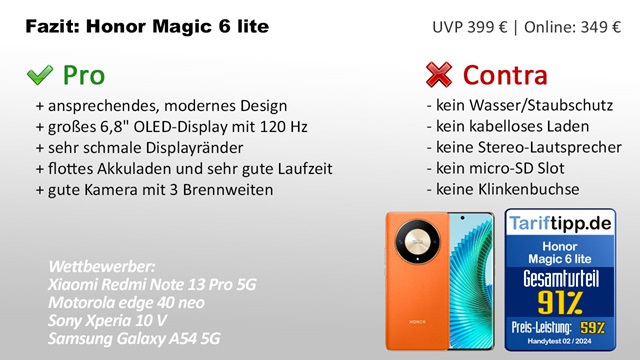 Fazit zum Honor Magic 6 lite